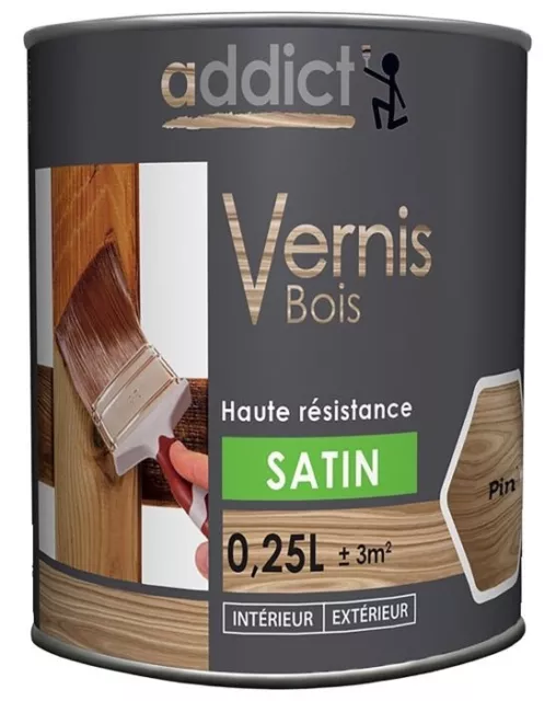 VERNIS SATIN PIN Résine haute résistance 250ML bois meuble parquet