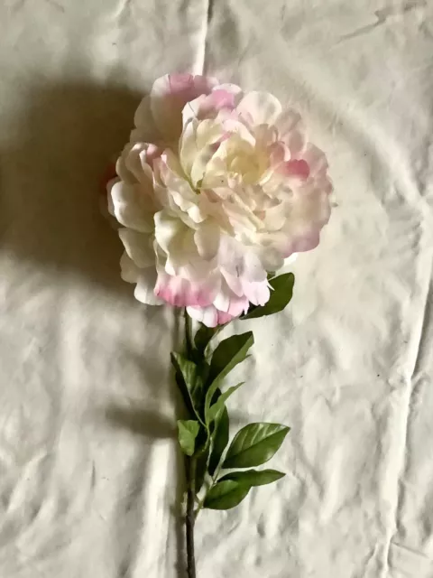 Pivoine artificielle blanche et rose, 120 cm