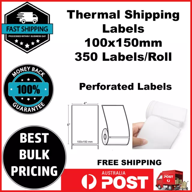 DIRECT THERMAL 4x6 Labels Roll 100x150mm Fastway AUSPOST eParcel Shipping Label