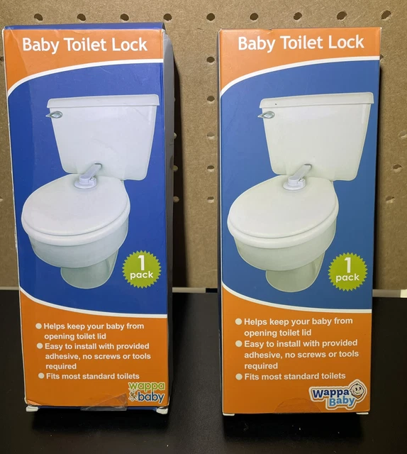 LOT OF 2-Baby Toilet Lock by Wappa Baby W/ Arm Top Safety Toilet Seat Lock-White