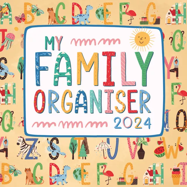 MY FAMILY ORGANISER Unicorn 2024 Square Wall Calendar 16 Months