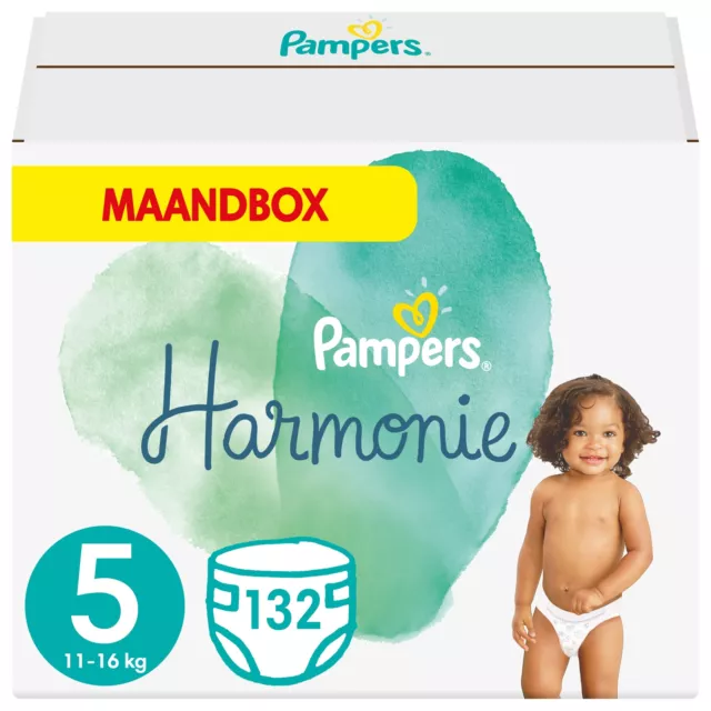 Pampers Maat 5 Harmonie Luiers, 132 Stuks (11 - 16 kg), MAANDBOX, Beschermt de g