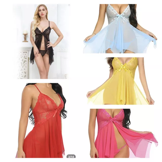 Women  Mini Dress Hot Sexy Babydoll Sleepwear Nightwear Underwear  Lingerie  Set