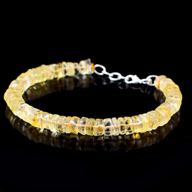 100.00 Cts Natural Yellow Citrine Round Shape Beads Bracelet NK 53E110 (DG)