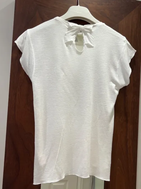 T-Shirt Age12 Chloe Designer Girls Jersey Linenblend Graphic Print Vgc Rrp £178 7