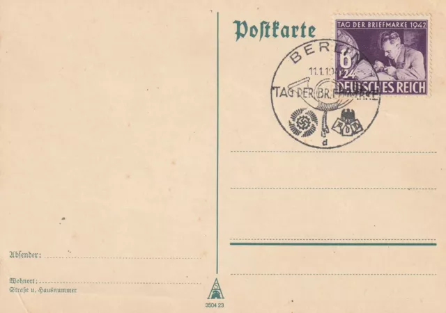 DR, 811 "Tag der Briefmarke 1942" auf FDC-Karte  20,00 Mi€