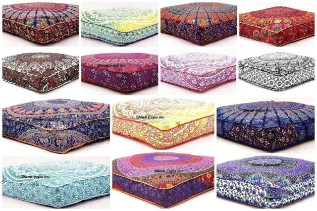 Bohemian Large Mandala Square Floor Pillow Throw Indian Case Housse de...