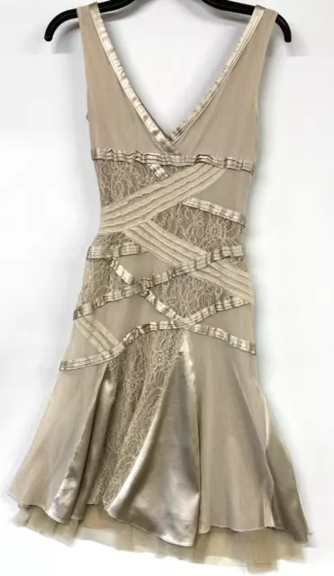 Karen Millen Dress Uk 8-10 Beige Formal Occasion 465