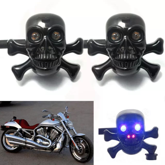 2pcs Motorcycle Skull Brake Turn Signals Tail Light Indicator Black Universal AU