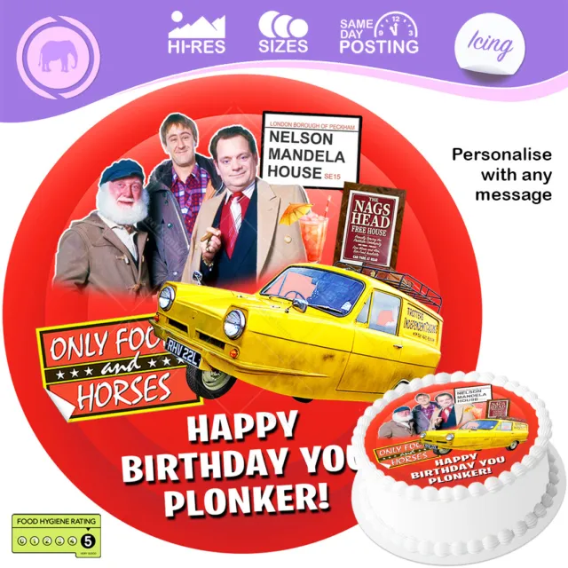 Only Fools Cake Topper & Horses Del Boy Round Circle Personalised Edible Icing