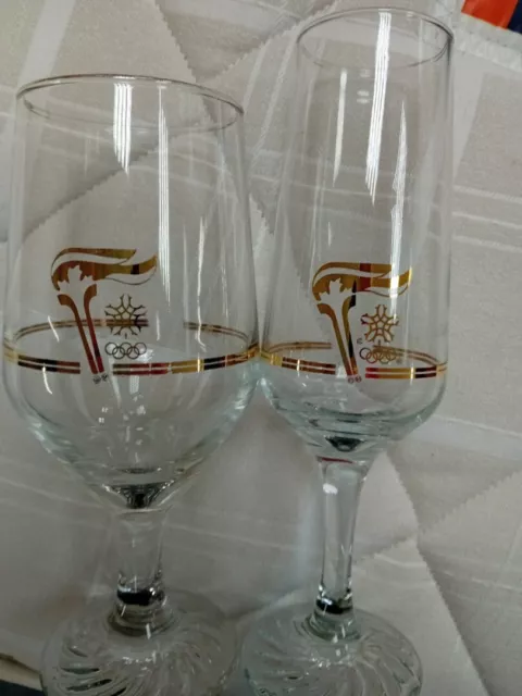 Vintage Olympic 1988 Calgary Winter Games Glasses Torch and Maple Leaf CS M30