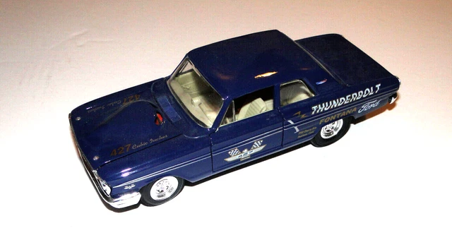 Thunderbolt Fontana Ford (blue) Johnny Lightning 1964 Fairlane 1/24 Thunderbolt Fontana Ford (blue) Johnny Lightning 1964 Fairlane 1/24