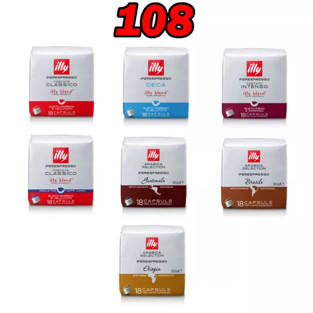 Illy 108 Capsule - 6 Confezioni Di Caffe' Iperespresso A Scelta!