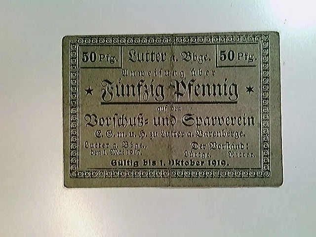 Notgeld, Lutter a. Bbge., 50 Pfennig, 1919