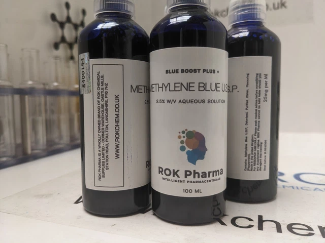 METHYLENE BLUE U.S.P. Pharma Grade 99.999% - 2.5% w/v - Food Safe