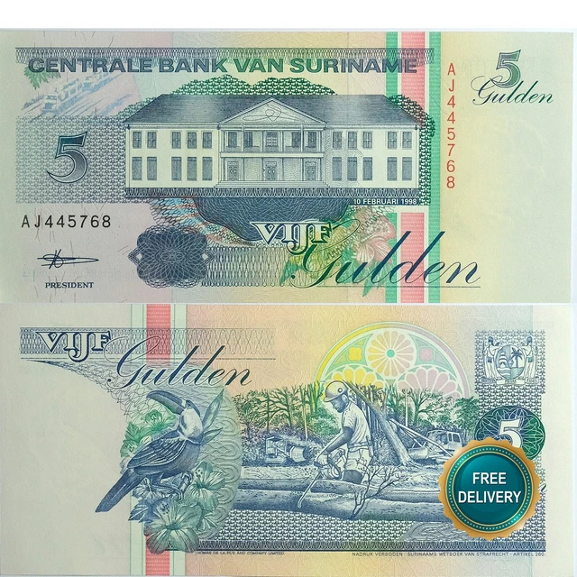 Suriname 5 Gulden 1998, UNC, 5 Pcs LOT, Consecutive, P-136b - Fortumor