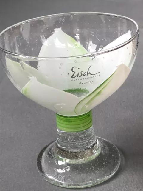 EISCH Glasschale mit Fuss, H 12 cm handbemalt - neuwertig!