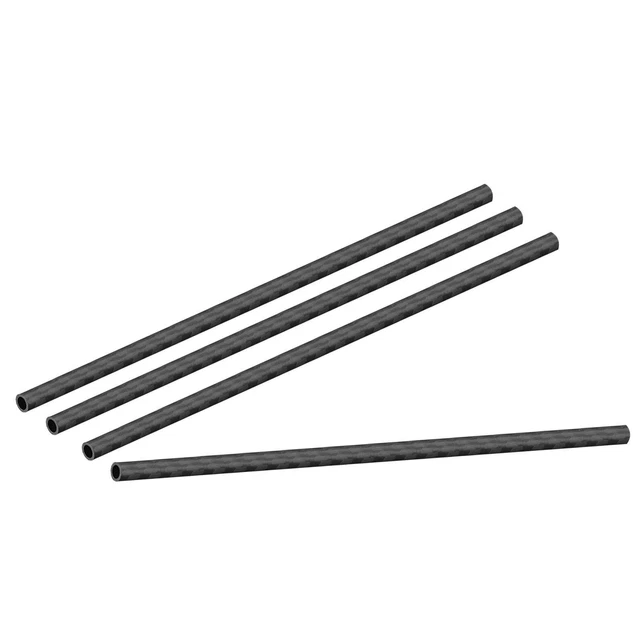 Carbono Fibra Redondo Tubo 6mmx4mmx200mm 3K Rollo Envuelto Mate Superficie 4uds