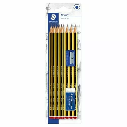 Back to School Set - 10x Staedtler Noris School Pencils HB + Erarser + Sharpner