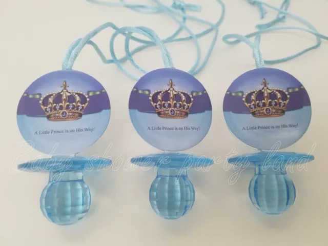 Prince Pacifier Necklaces Baby Shower Game Favors 12 Blue It's a Boy Decorations