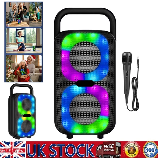PORTABLE LED BLUETOOTH Wireless Subwoofer Party Speakers Mic Outdoor ...