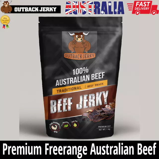 Beef Jerky Traditional 1Kg Bulk Australian Outback Premium Beef Factory Fresh