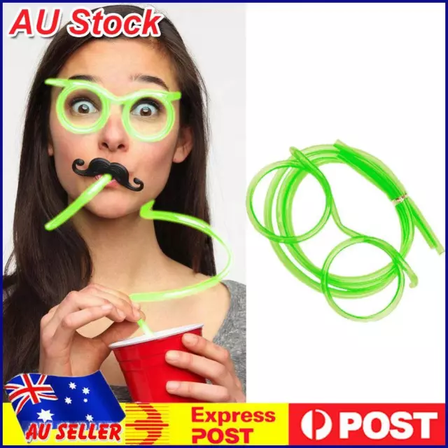 Novelty Eyeglasses Drinking Straw for Kids Birthday Party Supplies (Green)
