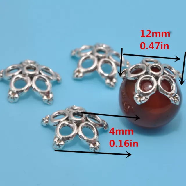Lote de 50 tapas de cuentas espaciadoras sueltas de flores de plata tibetana hágalo usted mismo fabricación de joyas