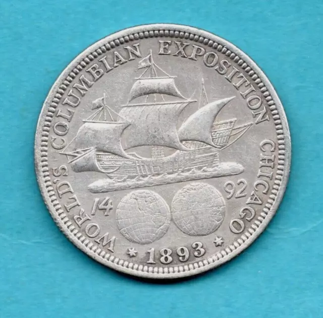 1893 Usa Silver Half Dollar Coin. Columbian Exposition Chicago.