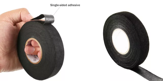 10Pz nastro adesivo isolante telato tessuto nero cablaggio cavi 18mm 3
