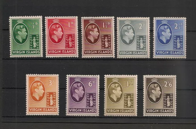 British Virgin Islands 1938 KGVI Set to 2/6 CHALK FACED PAPER Mint Hinged