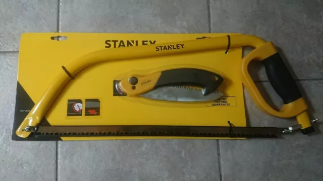 juego de dos sierras stanley sierra arco +plegable