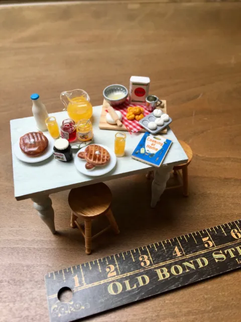 OOAK Kitchen Table set for breakfast Dollhouse Miniatures