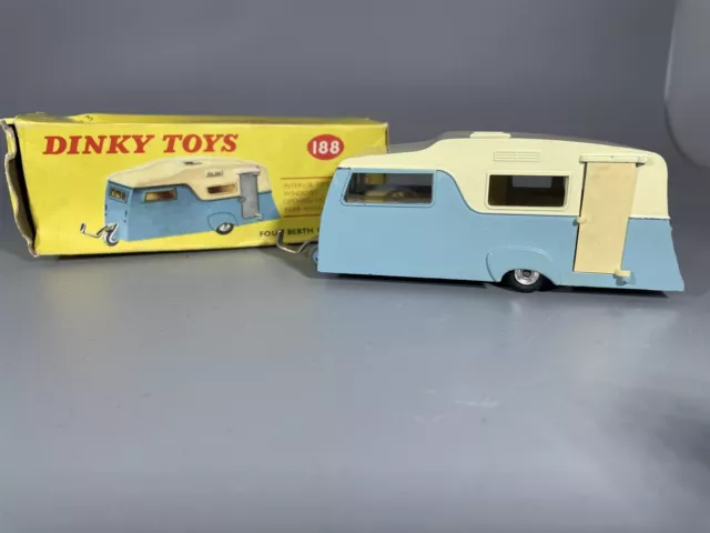 Dinky Toys No. 188 Four Berth Caravan - LT Blue / Cream - Original box