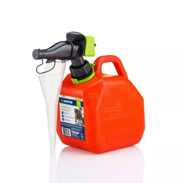 Scepter 1 Gallon SmartControl Gas Can with Funnel, FR1G103, Red Fuel Container.