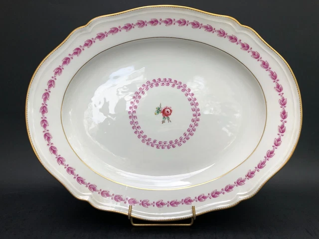 GRAND PLAT OVAL PORCELAINE RICHARD GINORI ITALY DECORS FLEURS ROSES 39 x 30 cm