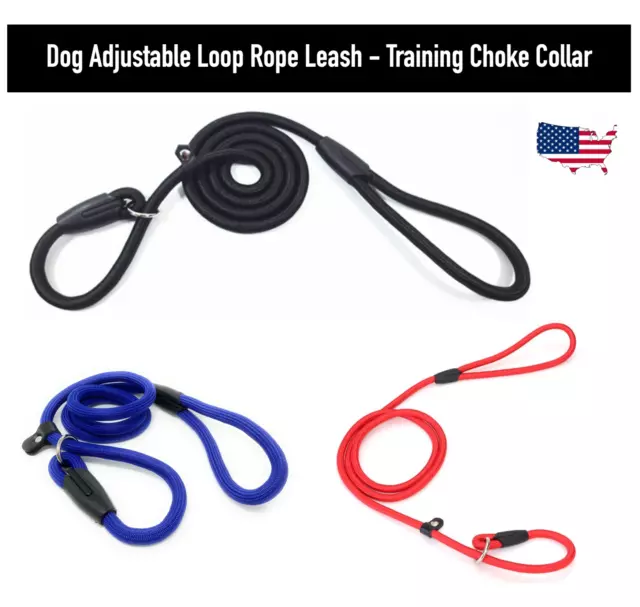 Dog Nylon Adjustable Loop Slip Rope Leash Lead Training Choke Pet Collar 4ft