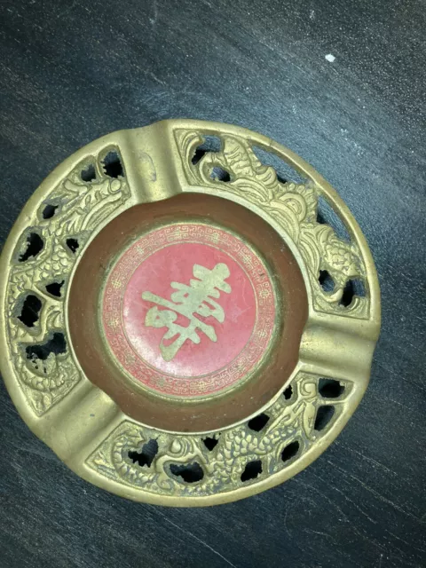Vintage Old Collectible Brass Cigarette Ashtray Tobacco