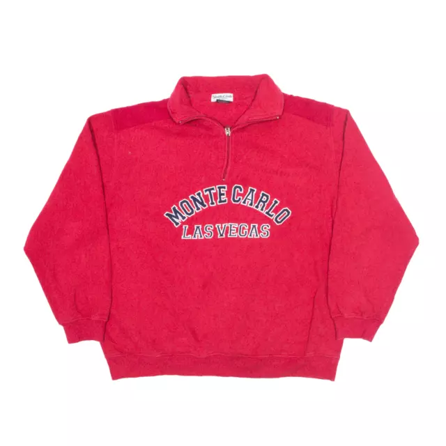 MONTE CARLO LAS VEGAS USA Sweatshirt Red 1/4 Zip Mens S