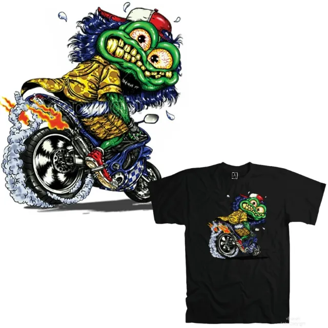 Biker T-Shirt Moto Streetfighter Comic Design Grafica Divertente 1096 Nero