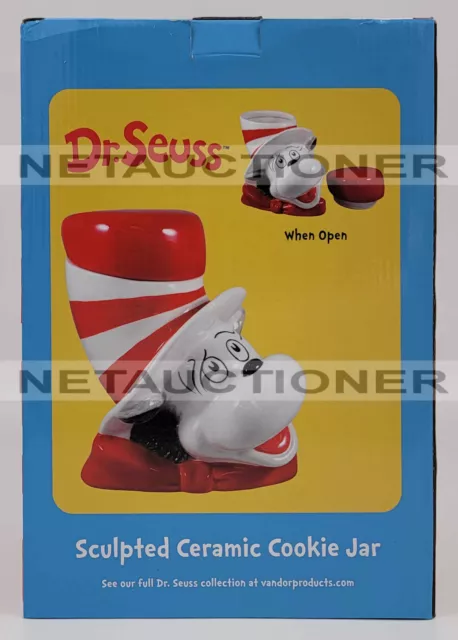 New DR SEUSS THE CAT IN THE HAT Ceramic Cookie Jar Vandor Exclusive Rare Unique