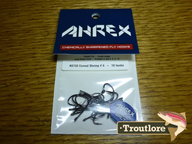 18 x AHREX NS150 #6 NORDIC SALT CURVED SHRIMP HOOKS NEW FLY TYING MATERIALS