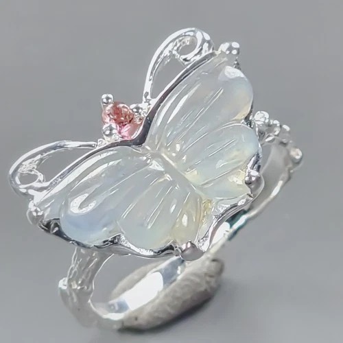 Bague Ancienne En Argent Massif Avec Aigue-marine – Taille 55 – Occasion, Pierre Bleue