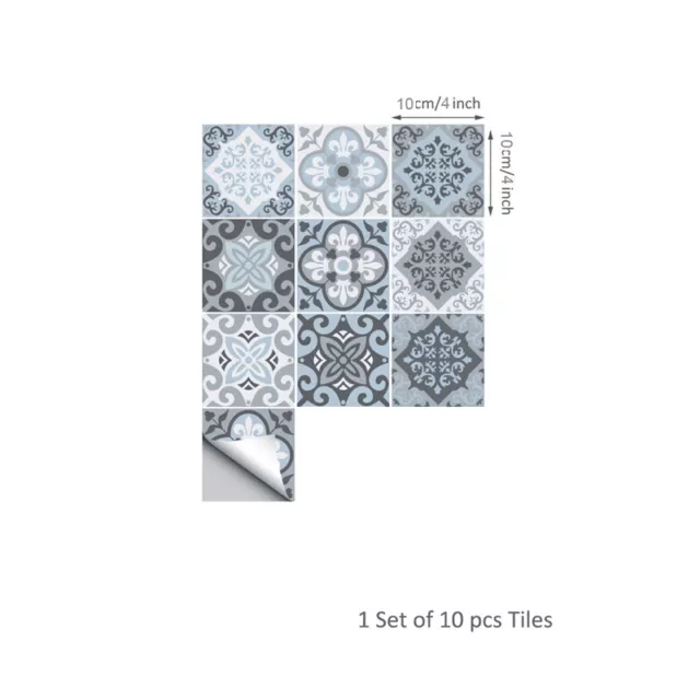 10pcs Abstract Aqua Marble Self-adhesive Bath Kitchen Wall Stair Tile  Sticker