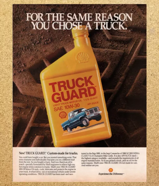 Shell Light Truck Guard Motor Oil Yellow - Vintage Print Ad Ephemera Art 1998