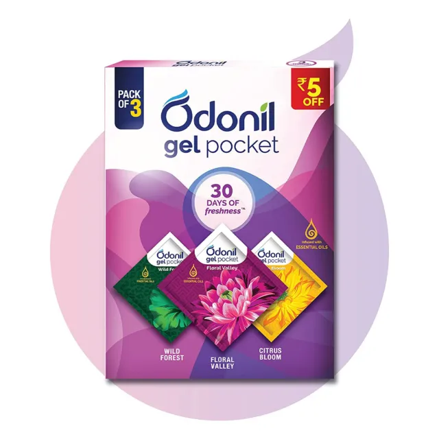 Odonil Gel Pocket Mix - 30g (3 new fragrances) | Infused with Essential Oils