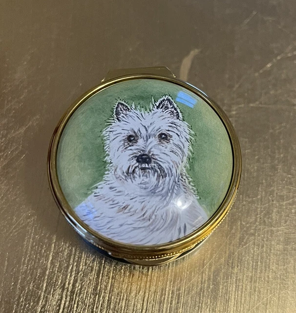 Staffordshire Enamels Chelsea Bonbonnieres Westie Dog Trinket Box England