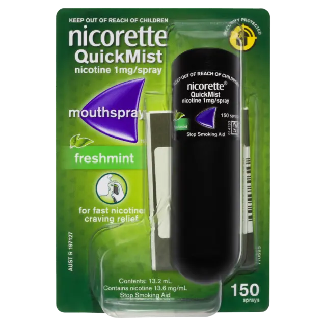 Nicorette QuickMist Mouth Spray 150 Sprays – Fresh Mint Craving Relief