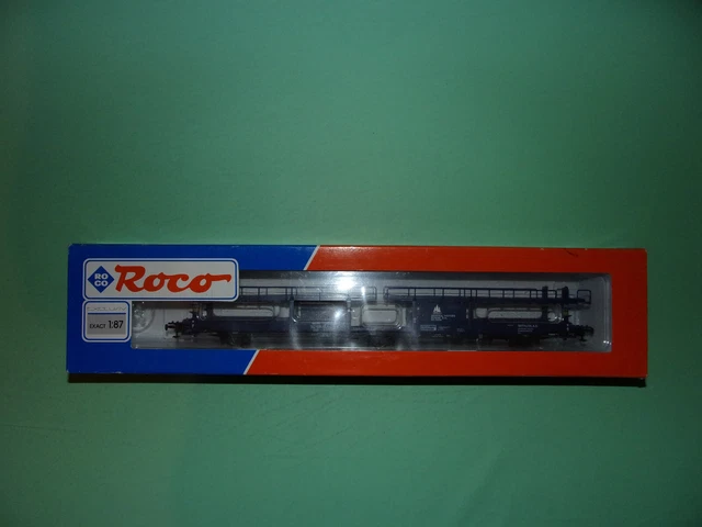 Wagon Porte-autos ROCO TA 378 - Livrée Grise STVA - Échelle HO - Réf. 66531 - NEUF