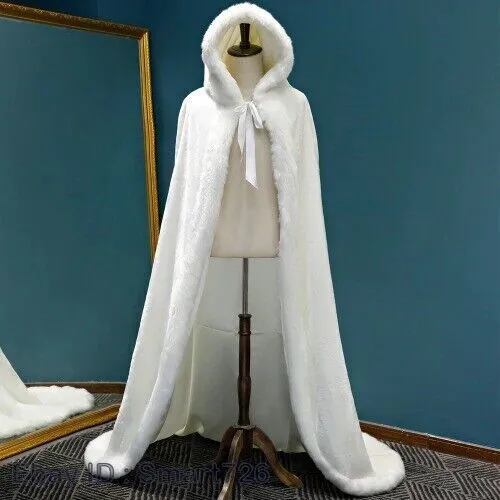 Wedding Capes Wedding Cloak Floor Length Bride Shawl Faux Fur Cape Coat